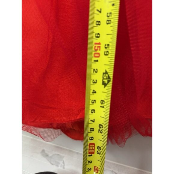 Mac Duggal Red lace tulle embellishment mermaid formal gown dress sz 6 Open Back - Picture 4 of 8